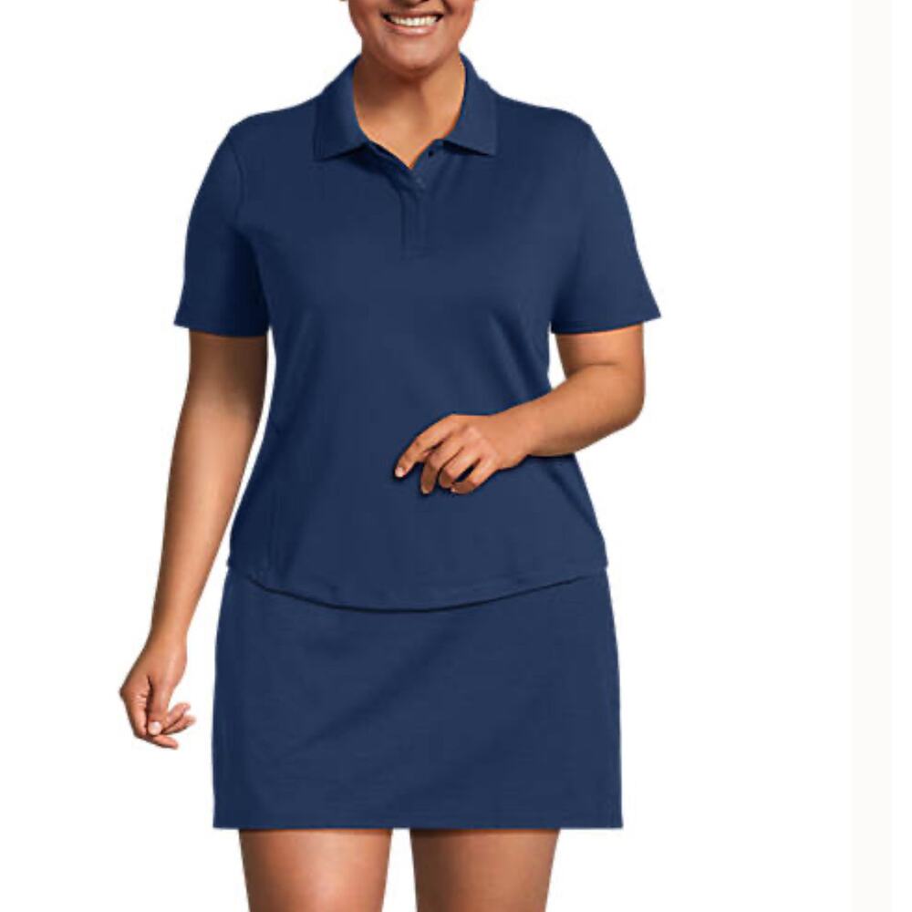 LANDS’ END Women’s Short Sleeve High Impact Polo (2X, navy)